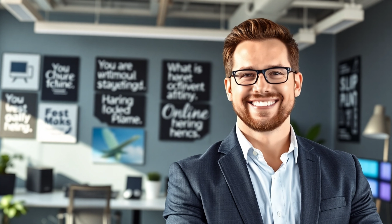 Engaging portrait of Russell Brunson in a modern office setting, exuding confidence and professionalism.