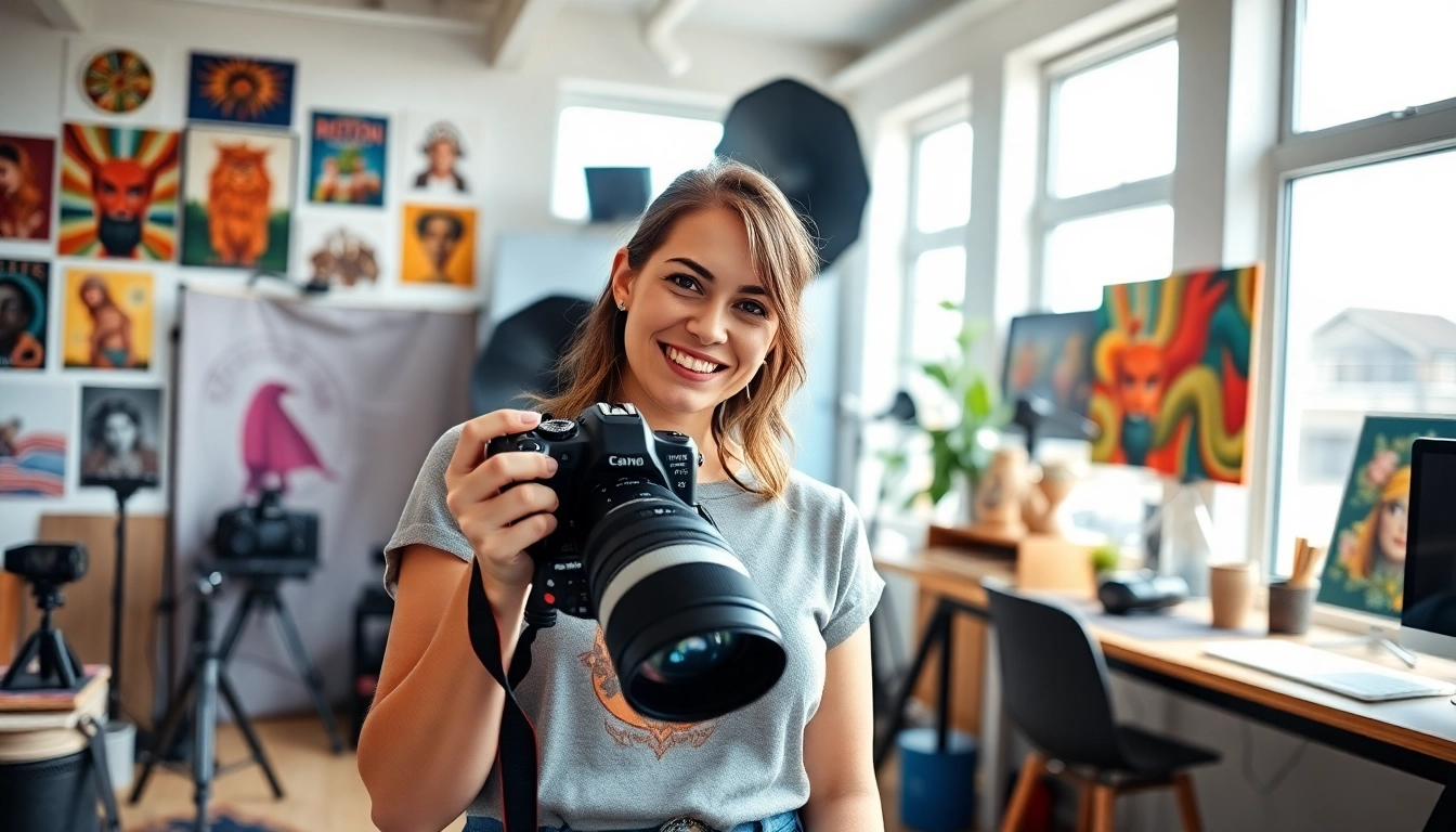 Showcasing a talented photographer in her Edmonton studio, capturing the essence of photography company edmonton.