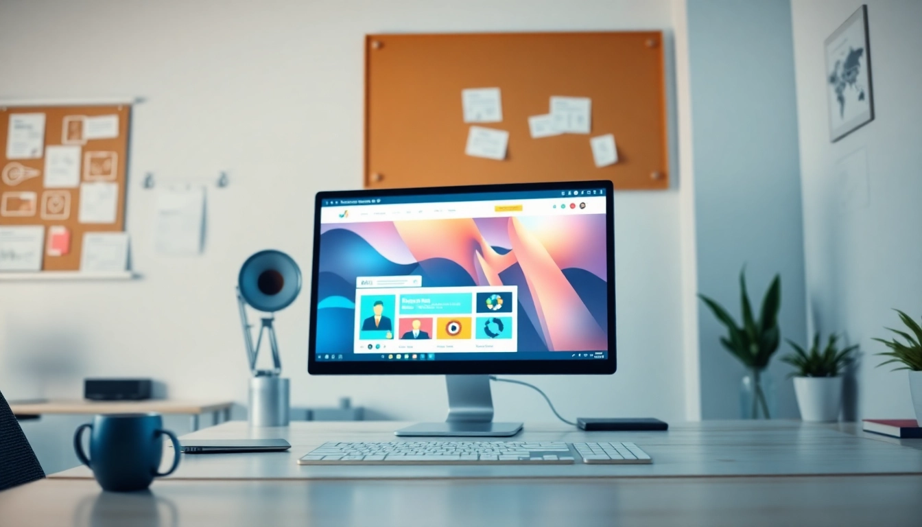 Showcase of a modern workspace embodying professional website design principles with vibrant colors and natural light.