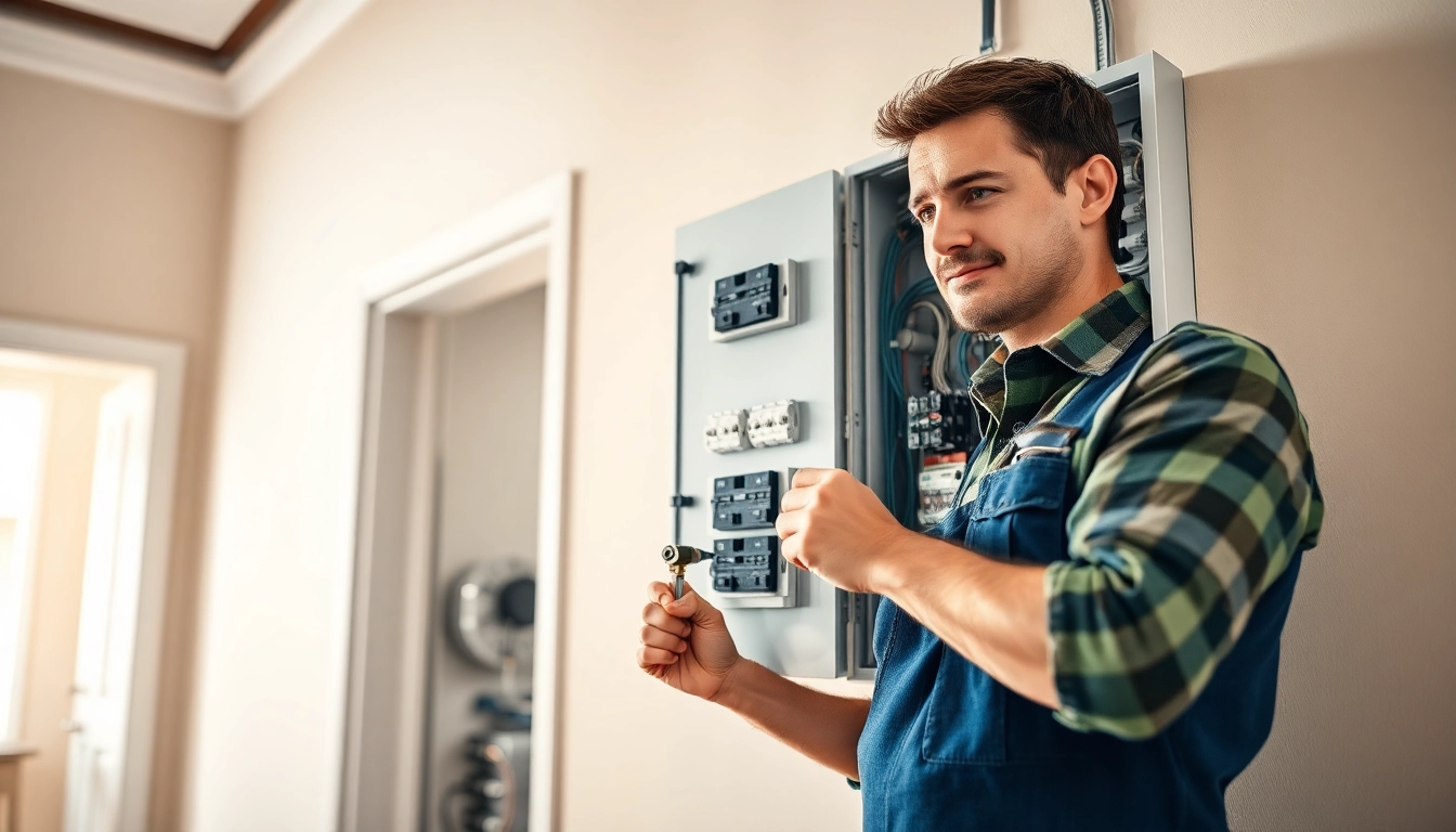 Installing a new Electrical Panel with a technician ensuring safe wiring.