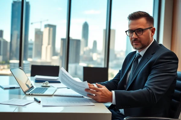 How to Choose the Right Intellectual Property Lawyer for Your Needs Engaged intellectual property lawyer reviewing documents in a professional office.