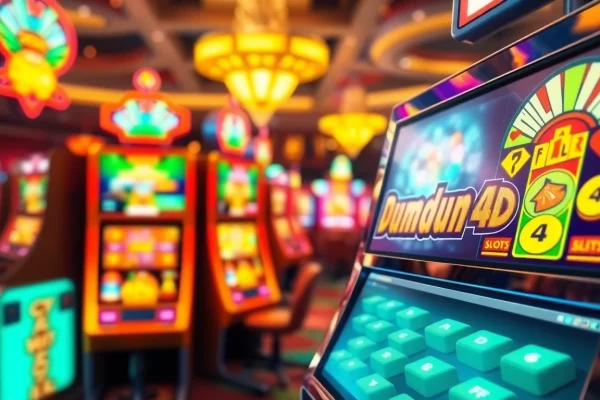 Mencoba mesin slot Dumdum4D yang menarik dengan grafis berwarna-warnai di kasino.