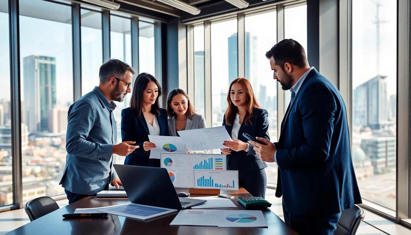 Engaged B2B buyer collaborating in a modern office setting with a diverse team.