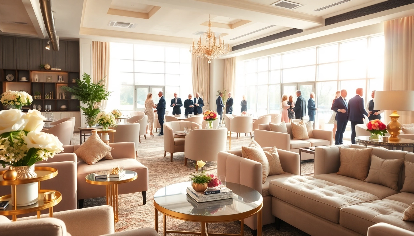 Guests celebrating in the elegant event space at le lieu with exquisite decor and natural lighting.