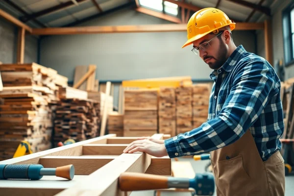Learn about carpentry apprenticeship near me with a focused apprentice in a bright workshop.