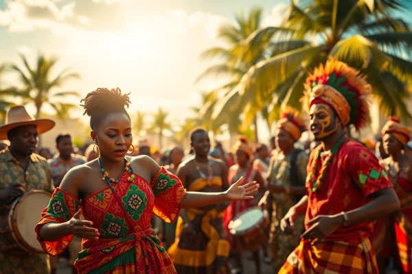 Experience Local African music discovery with vibrant musicians and dancers in a lively setting.