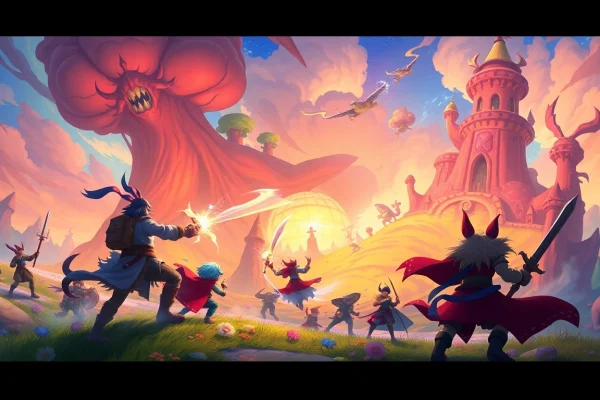 The dede game showcases dynamic characters engaging in animated battles in a mystical fantasy world.