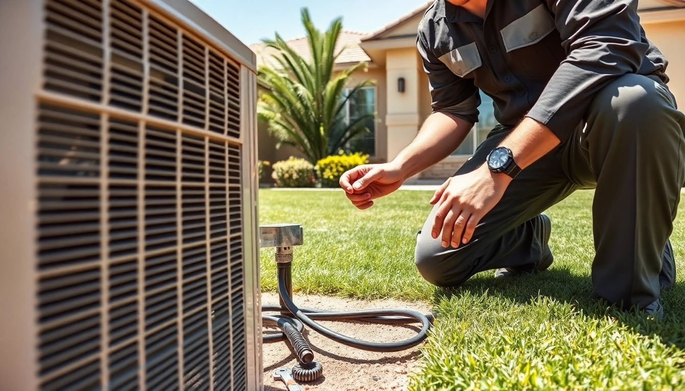Expert AC repair service in Mesa AZ with a technician working on an air conditioning unit.