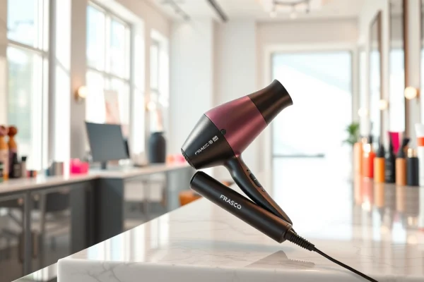 Fracsco AirBend™ S1 Pro Hair Styler & Dryer displayed in a stylish salon.