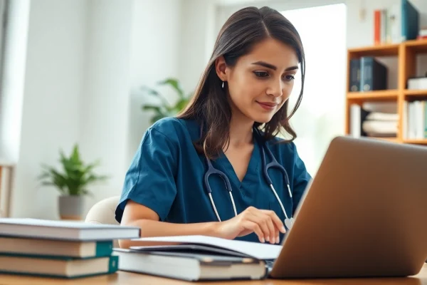 Enhance your career with Nursing Continuing Education courses from a professional nurse's study space.