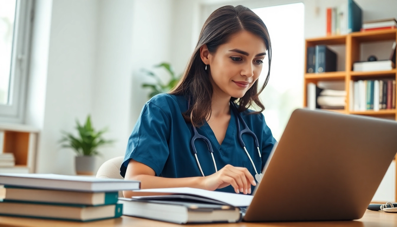 Enhance your career with Nursing Continuing Education courses from a professional nurse's study space.