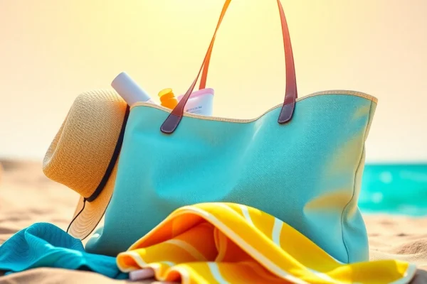Essential Tips for Stress-Free Summer Travel Planning Enhance your summer travel with a chic tote bag filled with beach essentials.