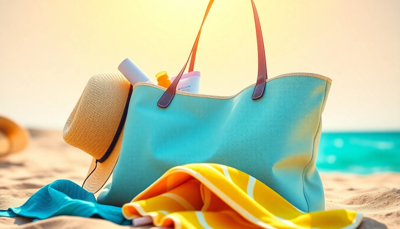 Enhance your summer travel with a chic tote bag filled with beach essentials.