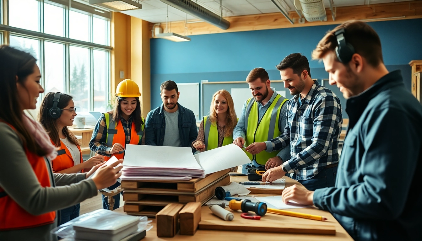 Students engaged in construction education colorado training with hands-on tools and materials.
