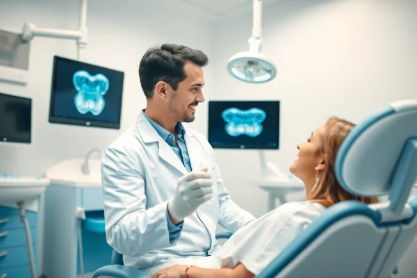 Installing dental bridges with professionalism in a modern clinic environment.