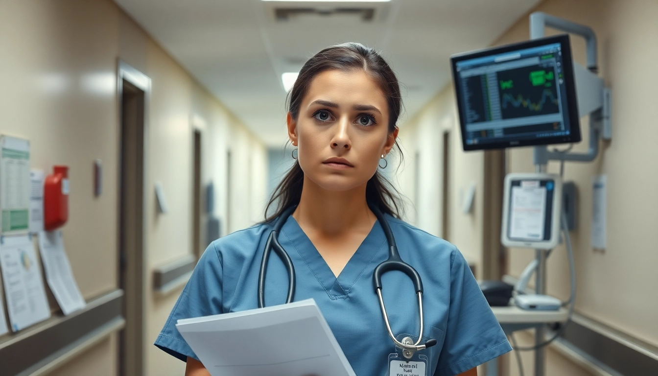 Explore problems with VDAP for Alabama Nurses highlighting a nurse in distress surrounded by medical challenges.