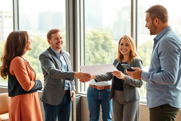 Sell my house fast okc with cash buyer signing documents in an engaging office.