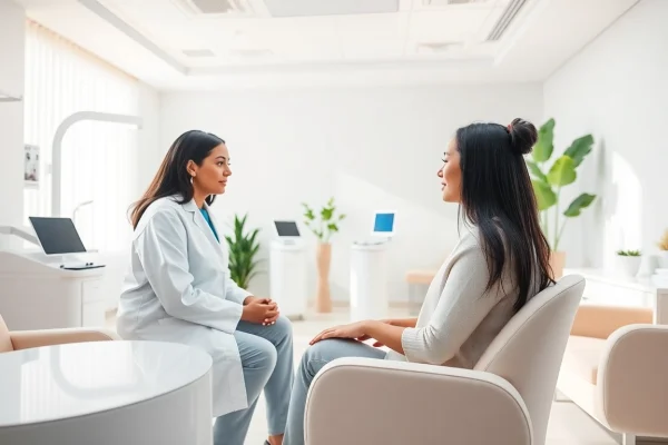 Apollo Dermatology consultation in a welcoming clinic, showcasing advanced medical skincare practices.