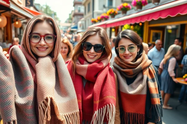 Discover stylish options for scarves near me at a lively outdoor market.
