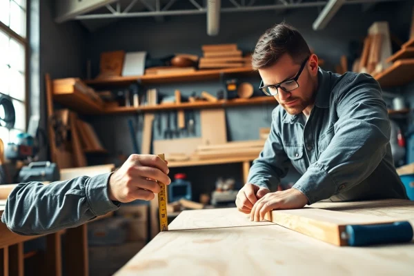 Learn about carpentry apprenticeship near me with a skilled carpenter measuring wood.