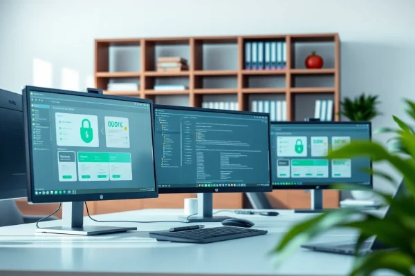 Reliable Backup Services Markham to Safeguard Your Digital Assets Secure data management with Backup Services Markham illustrated in a modern office setup.