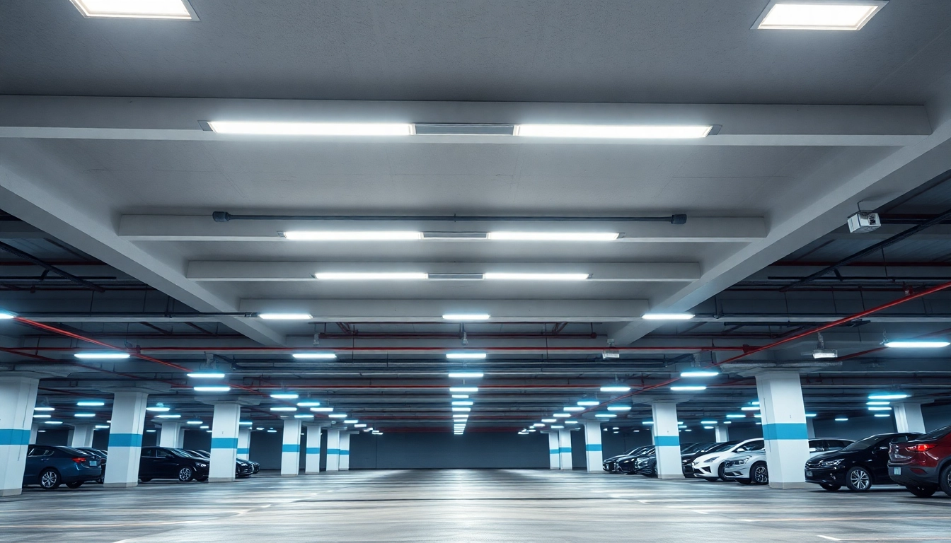 Illuminate a parking garage with efficient Parking Garage Light for enhanced visibility.