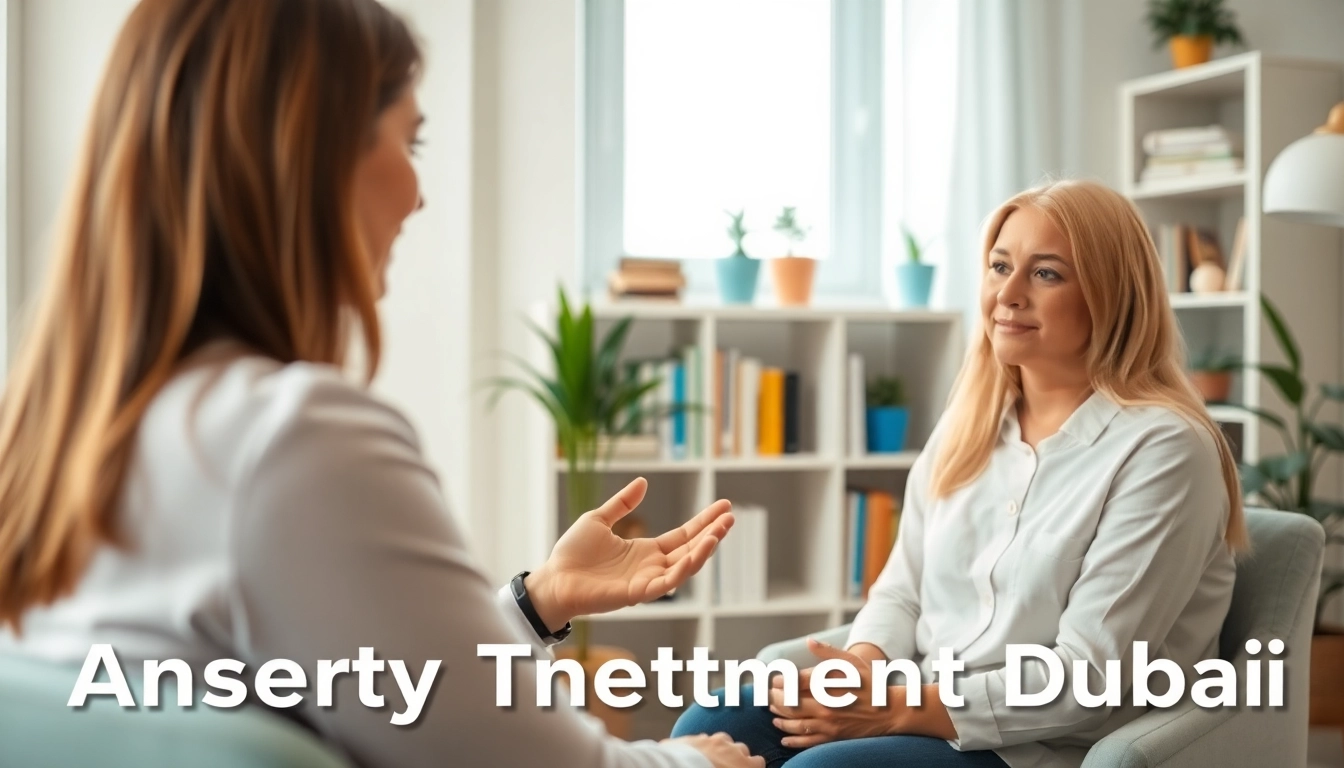 Engaging therapy session highlighting anxiety treatment dubai in a serene environment.