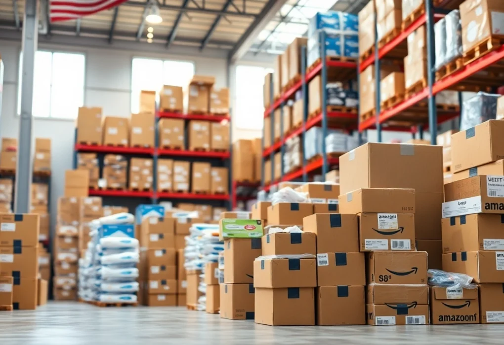 Organized products in a warehouse representing amazon fba wholesale success and opportunities.