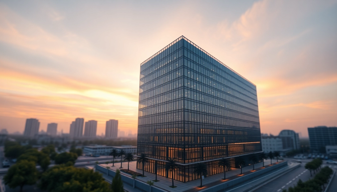 Showcase dynamic architectural visualization by dawn digital with intricate building details.
