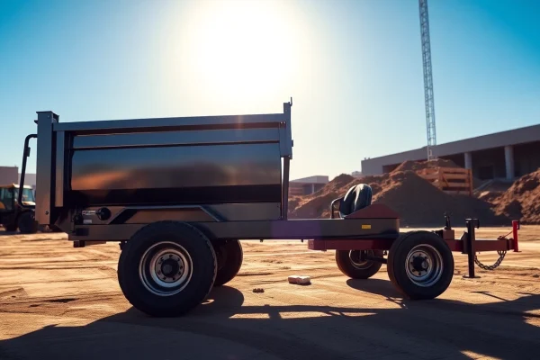 Find reliable dump trailers for sale near me, showcasing robust designs in active construction settings.