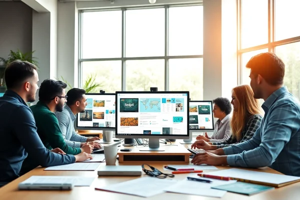 Comprehensive Guide to Top Web Design Companies Kansas City: Services, Trends, and Success Strategies Team of web design companies kansas city collaborating on a creative project in a modern office.