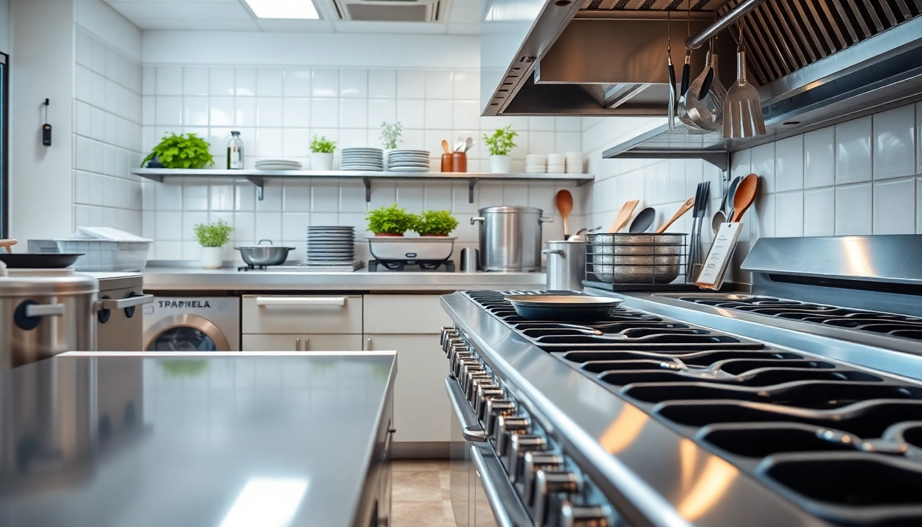 Effective Restaurant Cooking Appliance Cleaning in a spotless kitchen setting with organized cooking equipment.