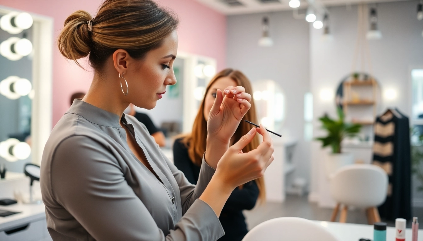 Learn about the Lash Course through a professional lash application demonstration in a beauty salon.