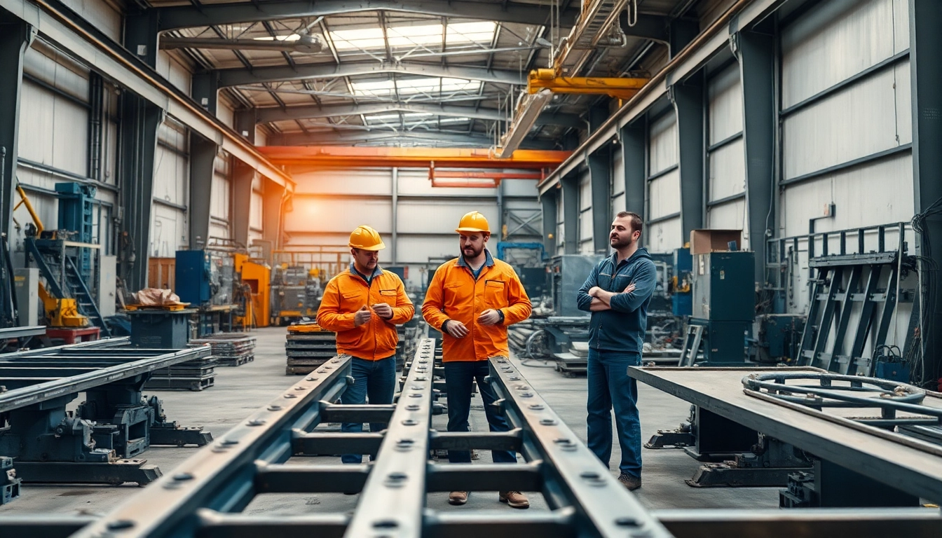 Showcasing custom steel fabrication processes in a professional workshop environment.