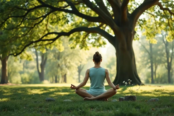 Person meditating in nature, symbolizing healing trauma through peaceful reflection.