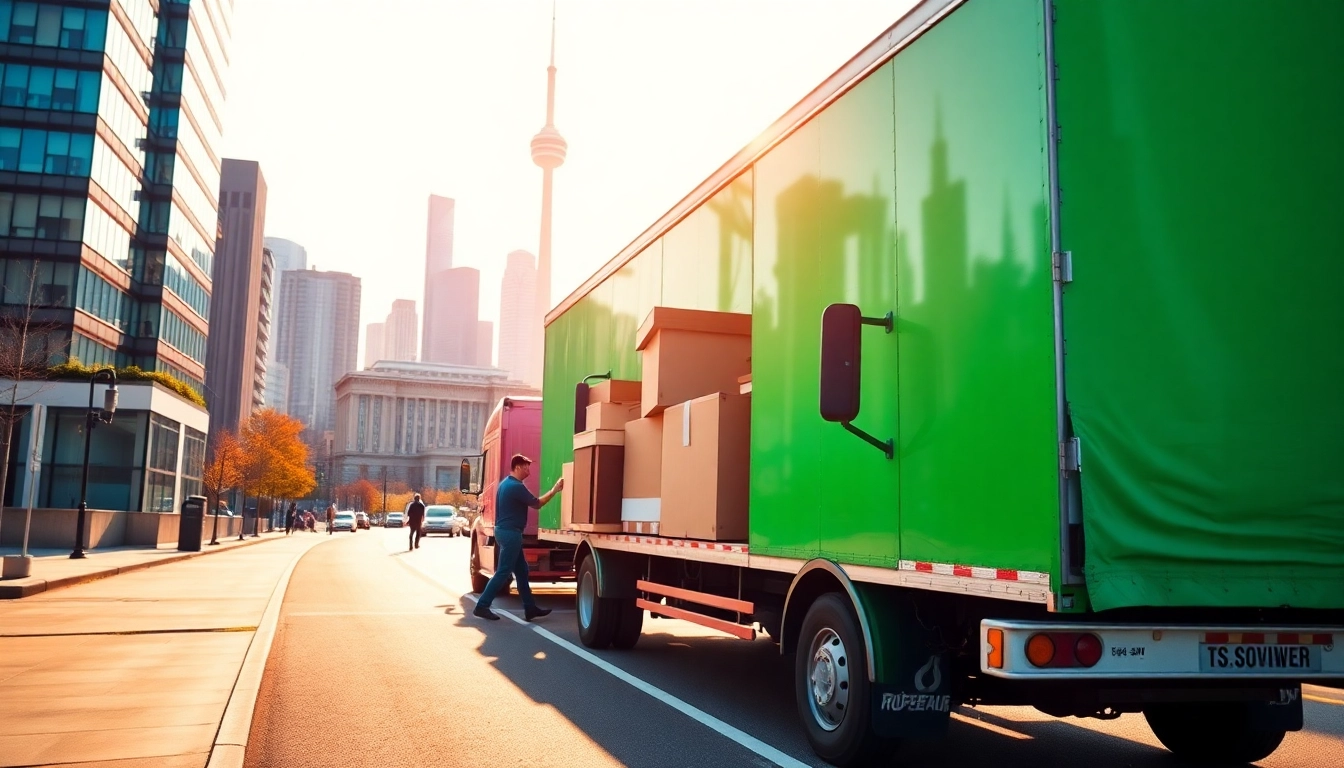 Efficient team moving furniture in Toronto, showcasing the best moving company Toronto during a bright day.
