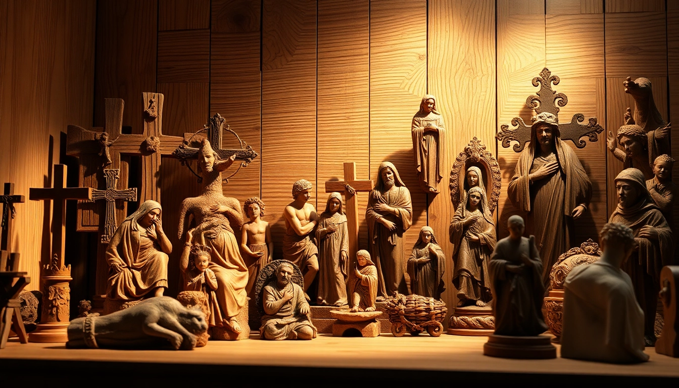 Showcase of unique Olive wood carvings with detailed craftsmanship highlights
