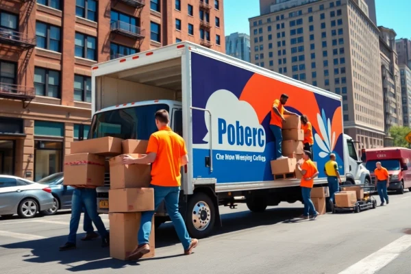 Bronx movers loading a truck in the Bronx, showcasing teamwork and energy on an urban street.