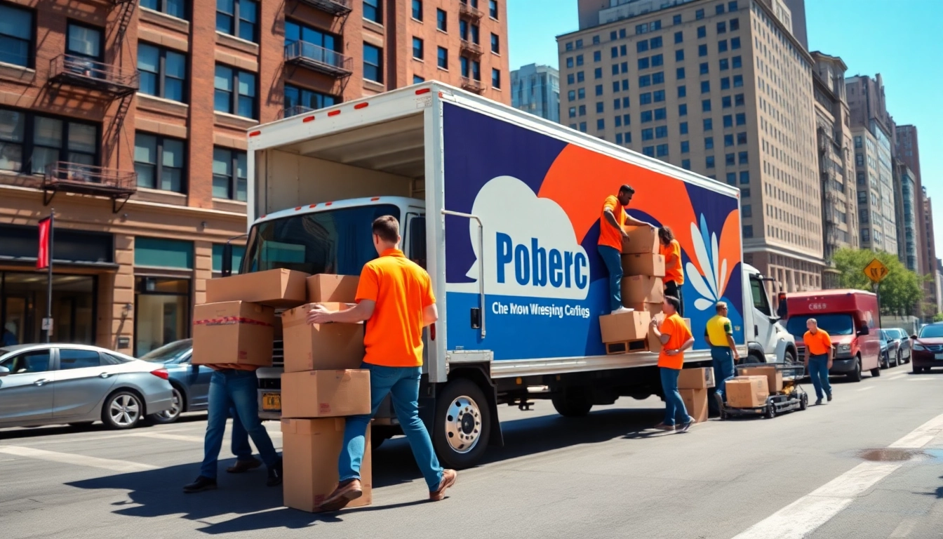 Bronx movers loading a truck in the Bronx, showcasing teamwork and energy on an urban street.